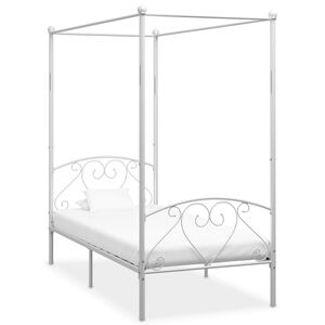 vidaXL Canopy Bed Frame without Mattress White Metal 90x200 cm