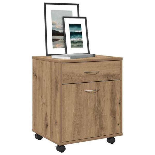vidaXL Rolling Cabinet Artisan Oak 45x38x54 cm Engineered Wood