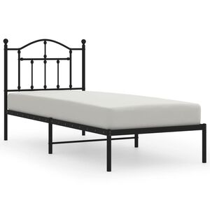 vidaXL Metal Bed Frame without Mattress with Headboard Black 90x190cm
