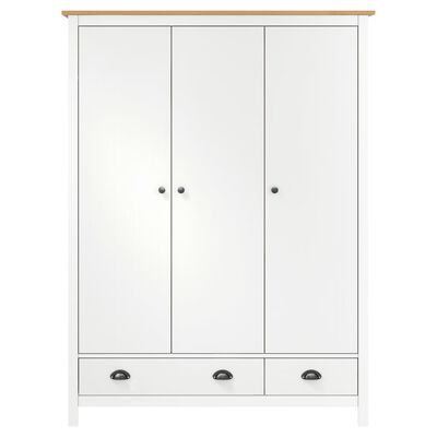 vidaXL 3-Door Wardrobe Hill White 127x50x170 cm Solid Pine Wood