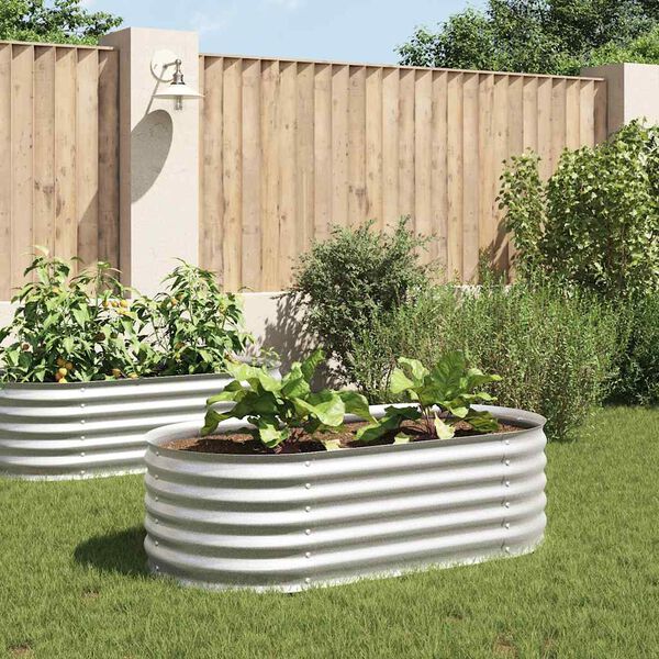 vidaXL Garden Raised Bed 160x80x44 cm Galvanised Steel Silver