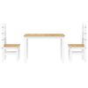 vidaXL 3 Piece Dining Set Panama White Solid Wood Pine