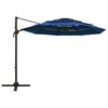 vidaXL 4-Tier Garden Parasol with Aluminium Pole Azure Blue 3x3 m