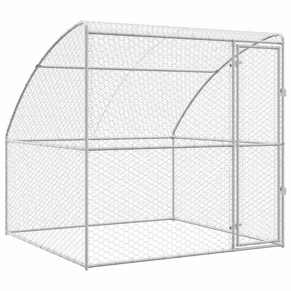vidaXL Dog Kennel with Storage Silver 2 x 2 x 2 m Steel
