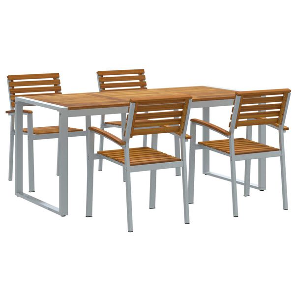 vidaXL Garden Dining Set 5 pcs Grey Solid Acacia Wood
