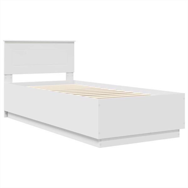vidaXL Bed Frame with Headboard White 90 x 200 cm Engineered Wood