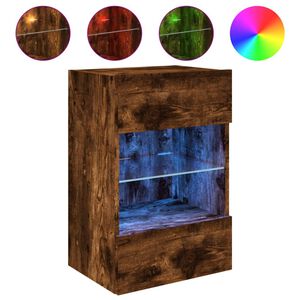 vidaXL TV Wall Cabinet with LED Lights Smoked Oak 40x30x60.5 cm