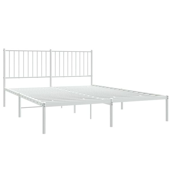 vidaXL Metal Bed Frame without Mattress with Headboard White 160x200cm