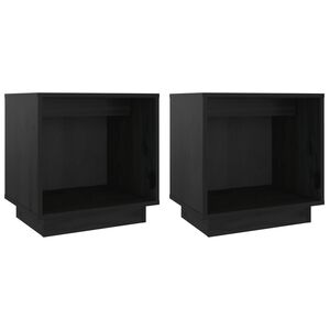 vidaXL Bedside Cabinets 2 pcs Black 40x30x40 cm Solid Wood Pine