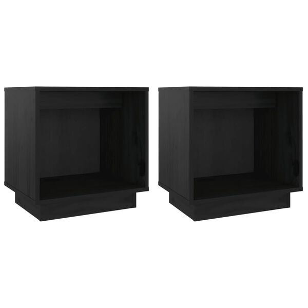 vidaXL Bedside Cabinets 2 pcs Black 40x30x40 cm Solid Wood Pine