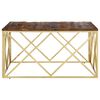 vidaXL Coffee Table Gold Stainless Steel and Solid Sleeper Wood