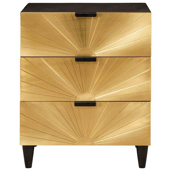 vidaXL Bedside Table with Drawer Black and Gold 50 x 33 x 60 cm