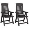 vidaXL Reclining Folding Chairs 2 pcs Anthracite PP