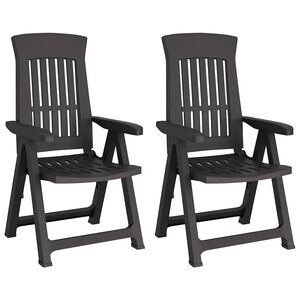 vidaXL Reclining Folding Chairs 2 pcs Anthracite PP