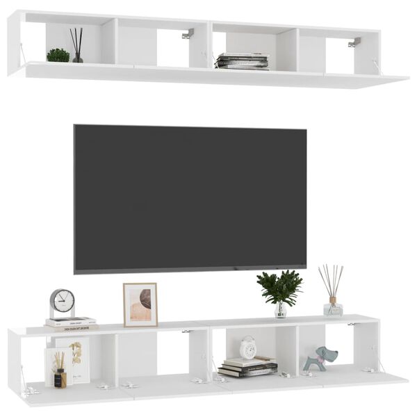 vidaXL TV Cabinets 4 pcs High Gloss White 100x30x30 cm Engineered Wood