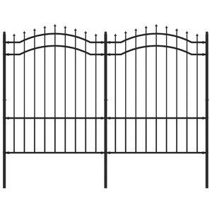 vidaXL Garden Fence with Spear Top Black 239x150 cm Powder-coated Steel