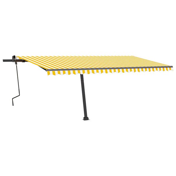vidaXL Manual Retractable Awning with LED 500x350 cm Yellow and White