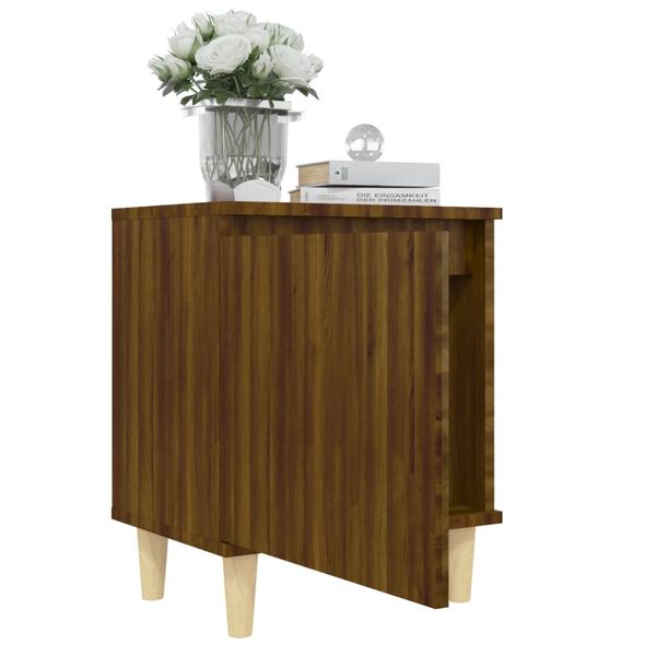 vidaXL Bed Cabinets with Solid Wood Legs 2 pcs Brown Oak 40x30x50 cm