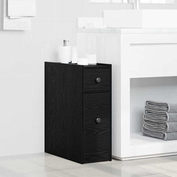 vidaXL Bathroom Furniture Set Wall-mounted Black Oak 80 x 18 x 60 cm