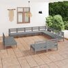 vidaXL 12 Piece Garden Lounge Set Solid Wood Pine Grey