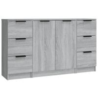 vidaXL Sideboards 3 pcs Grey Sonoma Engineered Wood
