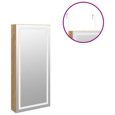 vidaXL Mirror Jewellery Cabinet with LED Lights Wall Mounted