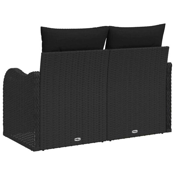 vidaXL Garden Sofa Black 121 x 62 x 69cm Poly Rattan