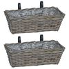 vidaXL Hanging Planter Basket 2 pcs Grey 48 x 22 x 15 cm Lacak Rattan