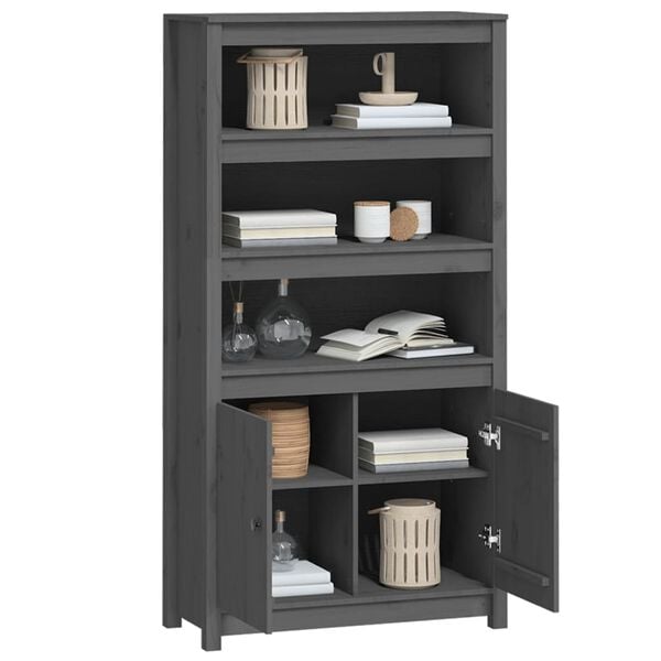 vidaXL Highboard Grey 80x35x154 cm Solid Wood Pine