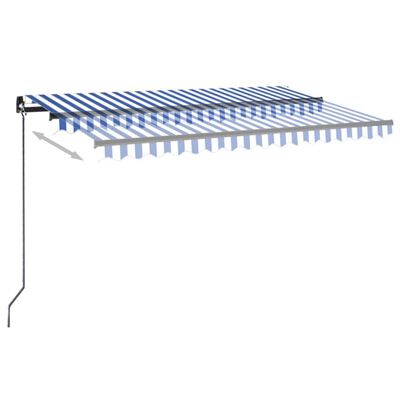 vidaXL Automatic Awning with LED&Wind Sensor 450x300 cm Blue and White