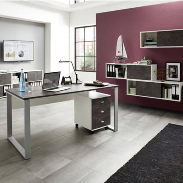 Germania Rolling Filing Cabinet Altino 40x48.9x56.9 cm Basalto Dark and White