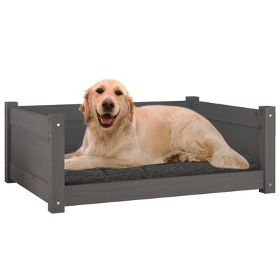 vidaXL Dog Bed Grey 75.5x55.5x28 cm Solid Pine Wood