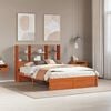 vidaXL Bed Frame with Storage Headboard Wax Brown 140 x 190 cm