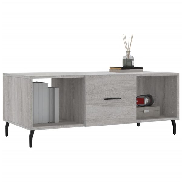vidaXL Coffee Table Grey Sonoma 102x50x40 cm Engineered Wood