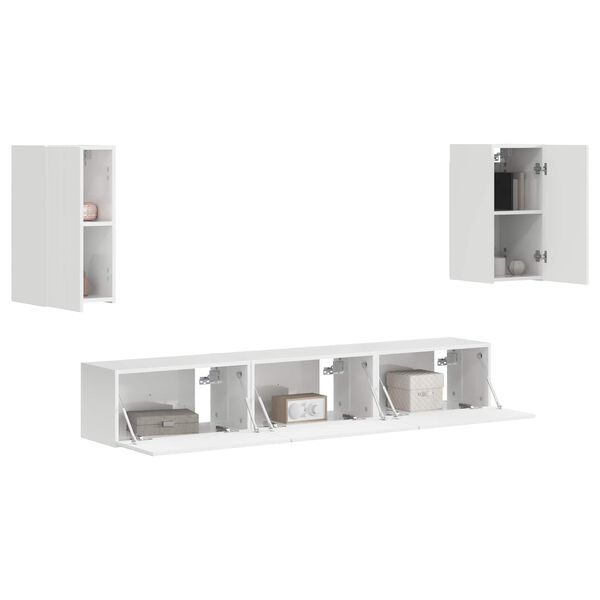 vidaXL TV Cabinet Set 5 pcs High Gloss White Engineered Wood