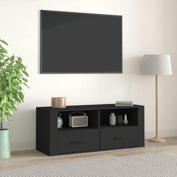vidaXL TV Cabinet Black 100x35x40 cm Engineered Wood