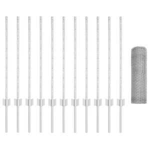 vidaXL Hexagonal Fence with Post 25 x 0.8 m Galvanised Steel Silver