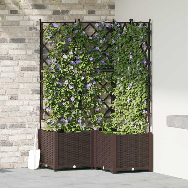 vidaXL Garden Planter 3 pcs Brown 80 x 80 x 143 cm Plastic