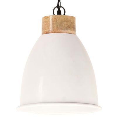 vidaXL Industrial Hanging Lamp White Iron & Solid Wood 23 cm E27