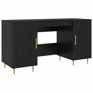 vidaXL Desk with Shelf Black oak 140 x 50 x 75 cm Engineered wood