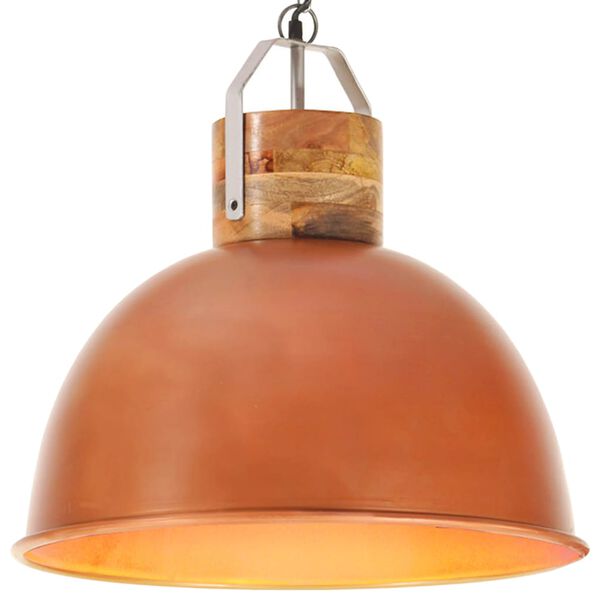 vidaXL Industrial Hanging Lamp Copper Round 51 cm E27 Solid Mango Wood