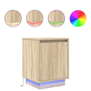 vidaXL Bedside Cabinet with LED Lights&nbsp;Sonoma Oak 38x34x50 cm