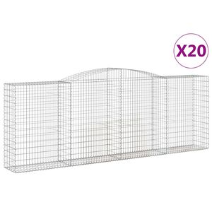 vidaXL Arched Gabion Baskets 20 pcs 400x50x140/160 cm Galvanised Iron
