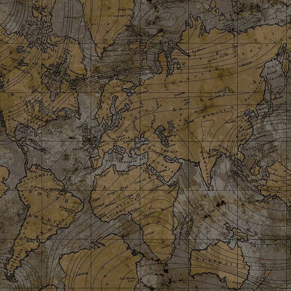 Noordwand Wallpaper Friends & Coffee The World Map Metallic and Grey