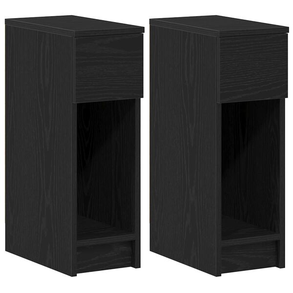 vidaXL Bedside Cabinets with Drawer 2 pcs Black Oak 20x36x60 cm