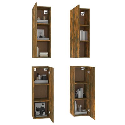 vidaXL TV Cabinets 4 pcs Smoked Oak 30.5x30x90 cm Engineered Wood