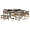 vidaXL 11 Piece Garden Dining Set with Cushions Mix Beige Poly Rattan