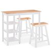 vidaXL Bar Set | White and Natural Wood | MDF, Rubberwood | Medium | Bar Set