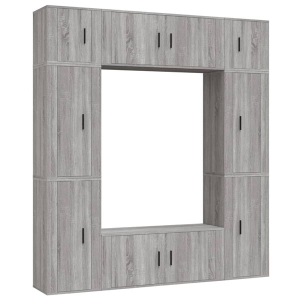 vidaXL 8 Piece TV Cabinet Set Grey Sonoma Engineered Wood