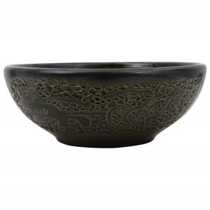 vidaXL Countertop Basin Black Round &Phi;41x14 cm Ceramic